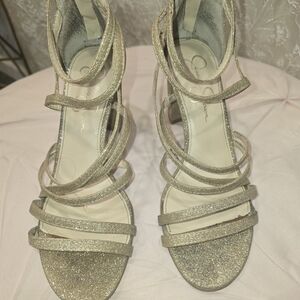 Jessica Simpson Gold Glitter Strappy Heels